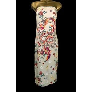 Miroh Dragon Print Tube Dress EUC